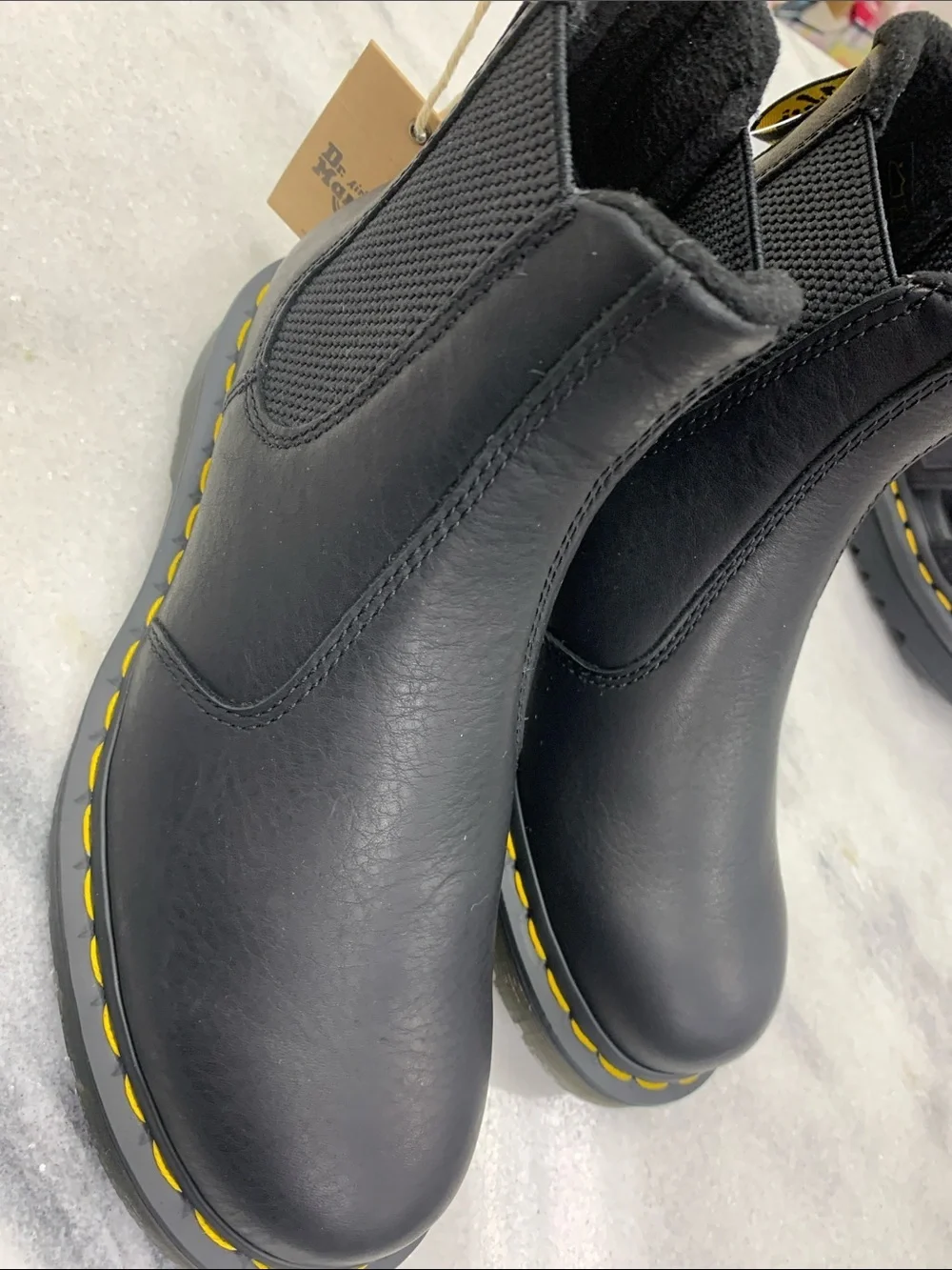 Dr. Martens Black Boot with Yellow Accent Stitching